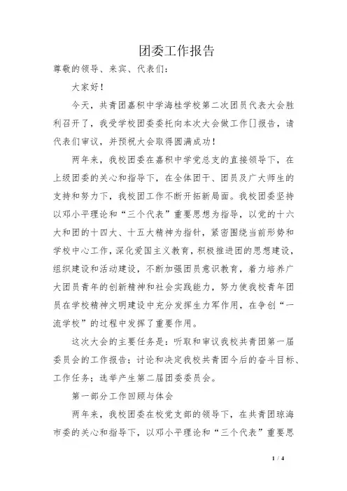 团委工作报告