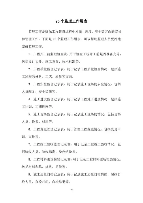 25个监理工作用表