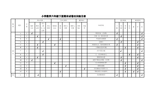 模拟试题双向细目表