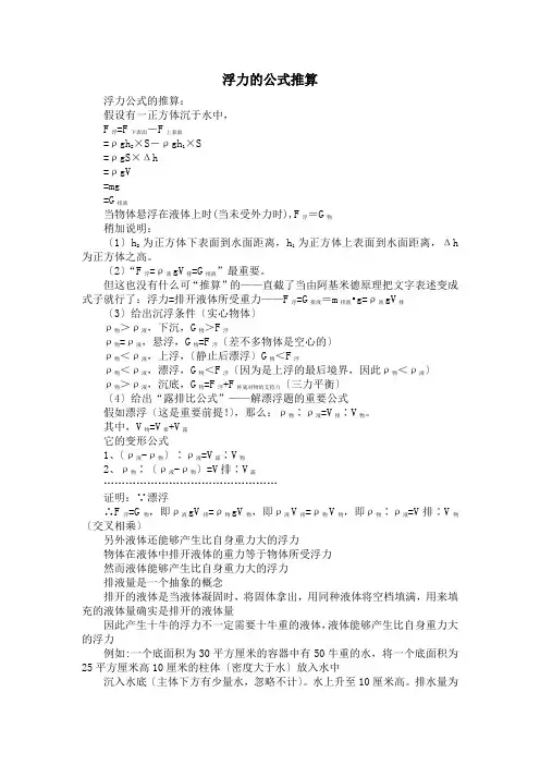 浮力的公式推算