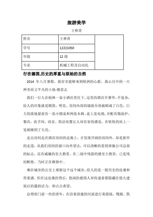 《旅游美学 》结课报告