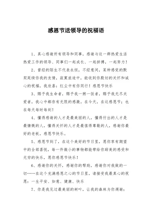 感恩节送领导的祝福语