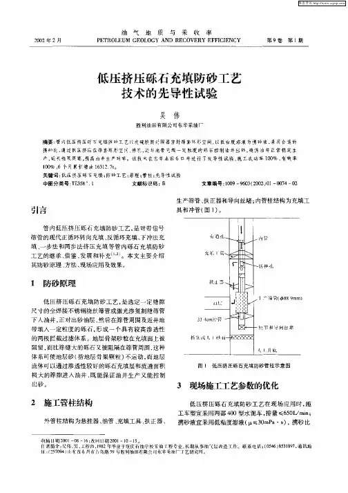 低压挤压砾石充填防砂工艺技术的先导性试验