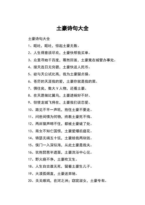 土豪诗句大全