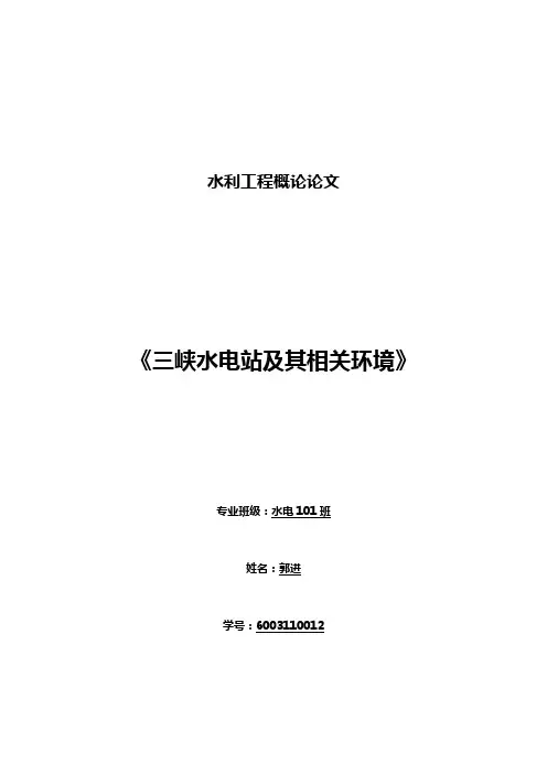 水利工程概论论文 2