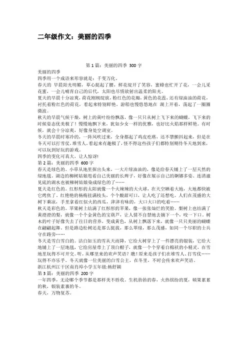二年级作文美丽的四季