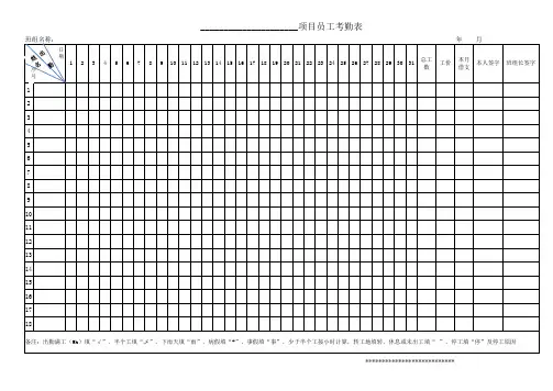 项目员工考勤记工表(计日工明细表)