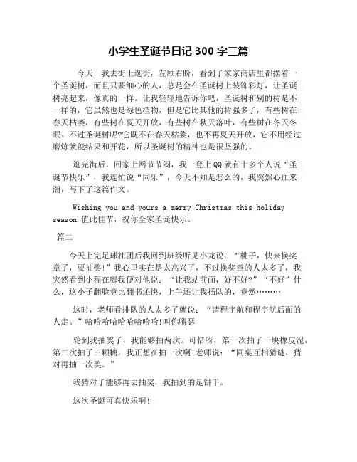 小学生圣诞节日记300字三篇