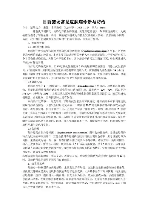 目前猪场常见皮肤病诊断与防治