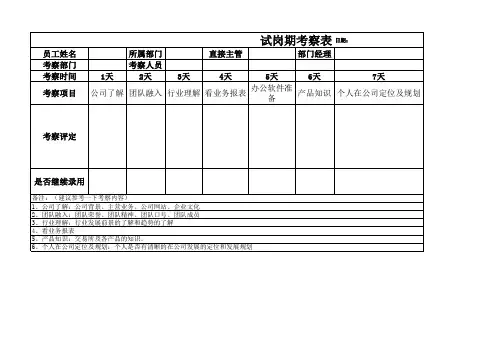 新员工-试岗期考察表