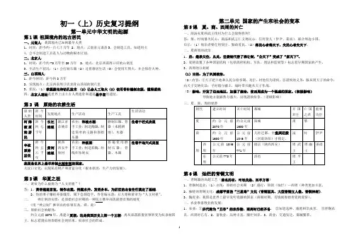 初一历史上册复习提纲