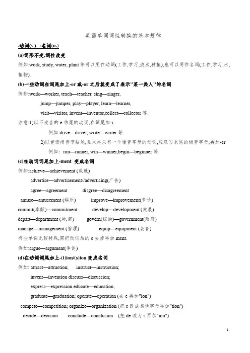 英语单词词性转换的基本规律