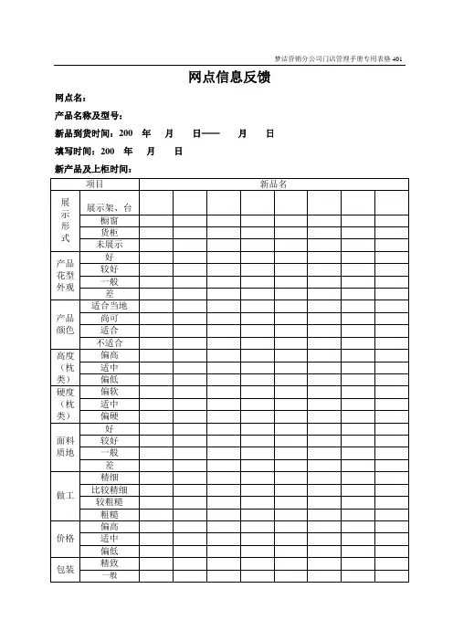 新品信息表