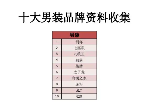十大男装品牌资料调查