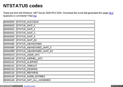 错误码STATUS
