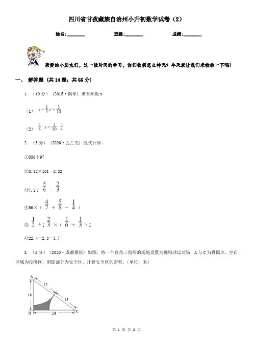 四川省甘孜藏族自治州小升初数学试卷(2)
