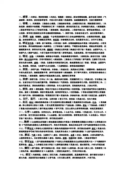 中医内科学浓缩考试笔记