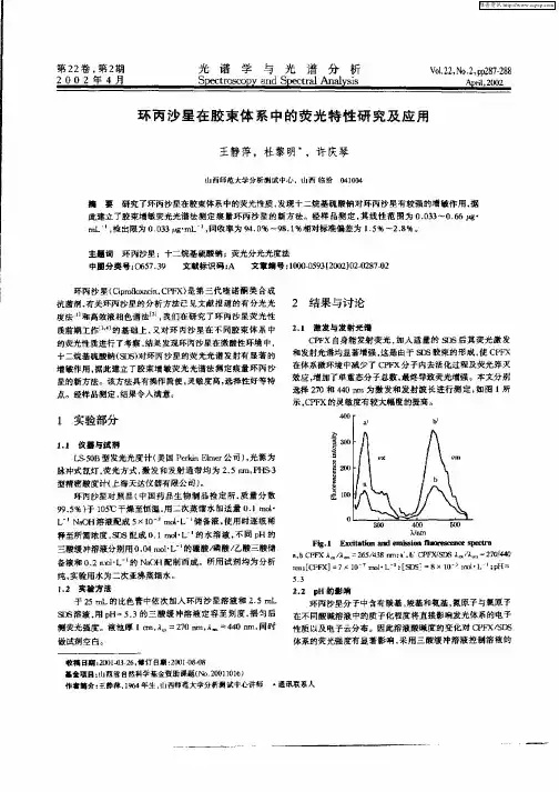 环丙沙星在胶束体系中的荧光特性研究及应用