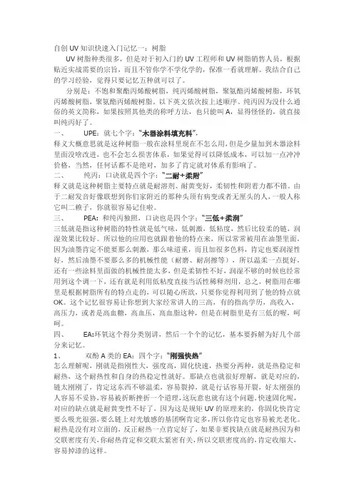 自创UV知识快速入门记忆一