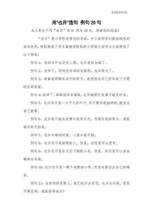 用“也许”造句 例句20句