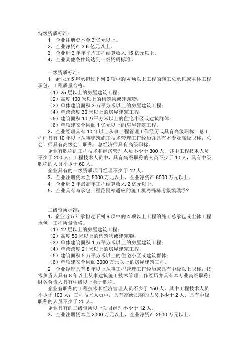资质标准