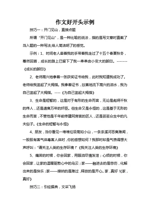 作文好开头示例