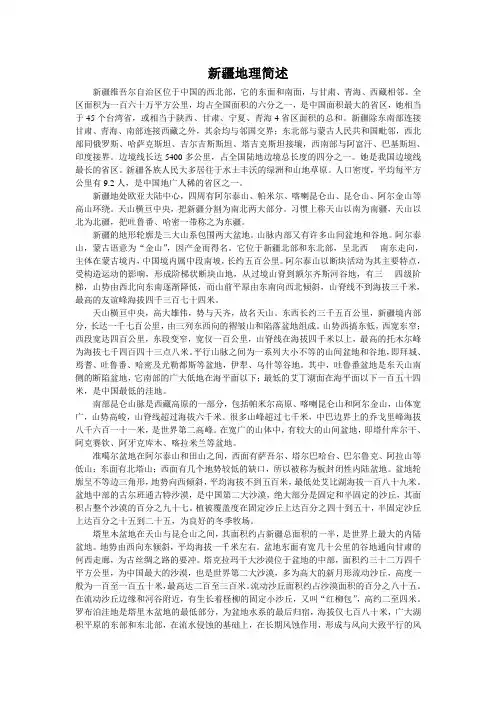 新疆地理简述