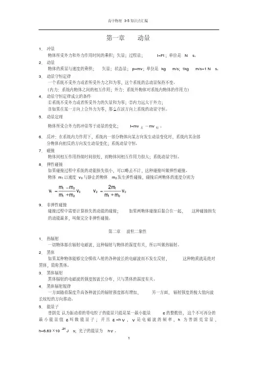 高中物理选修3-5知识点汇总