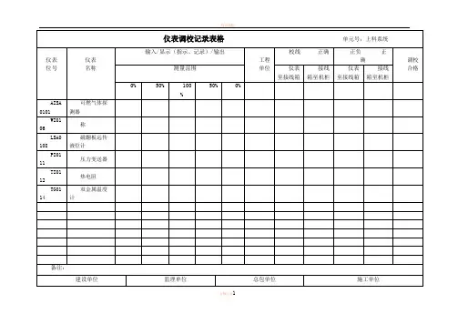 仪表调校记录表格
