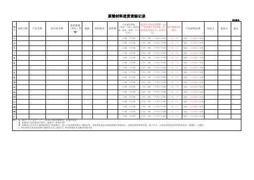 原辅材料进货查验记录