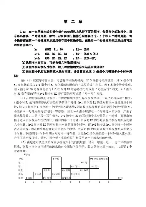 计算机体系结构第二章练习题参考解答