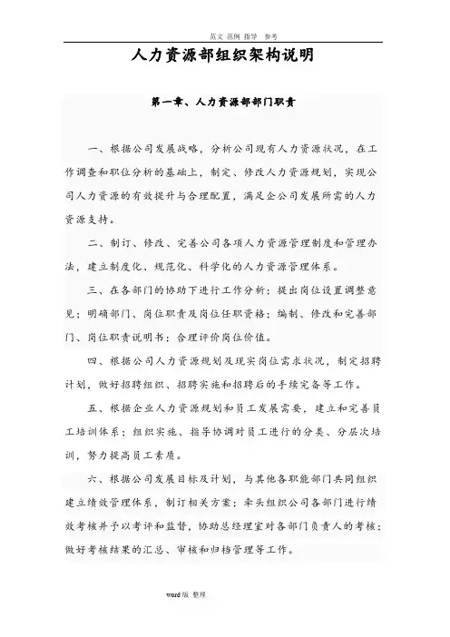 人力资源部架构