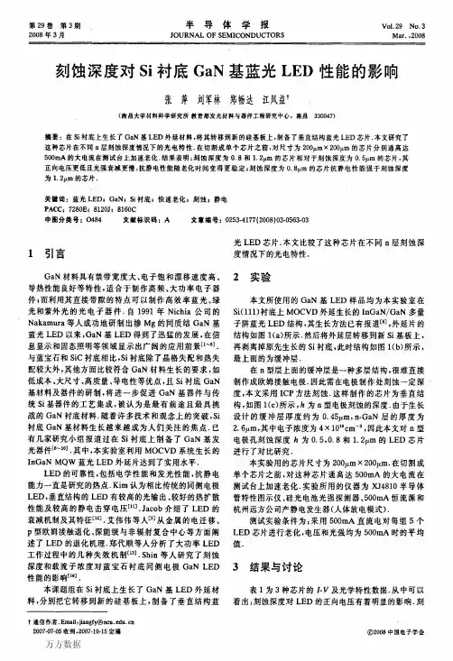 刻蚀深度对Si衬底GaN基蓝光LED性能的影响