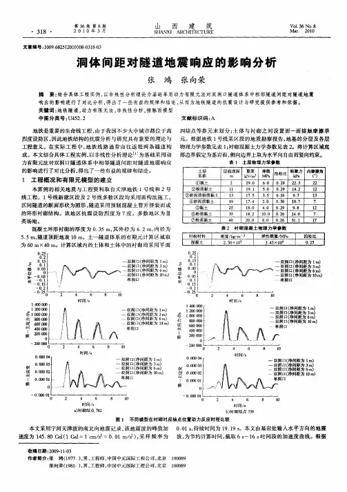 洞体间距对隧道地震响应的影响分析