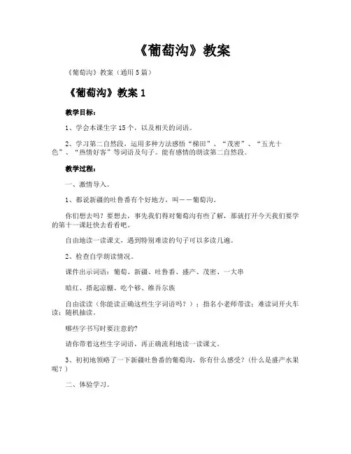 《葡萄沟》教案