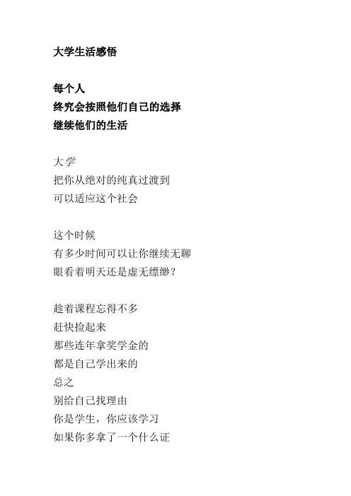 大学生活感悟诗歌