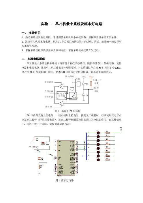 实验二  单片机最小系统及流水灯电路
