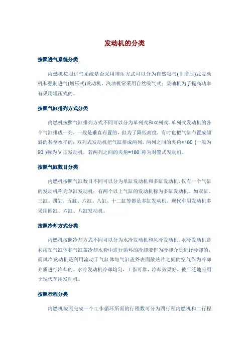 汽车发动机分类