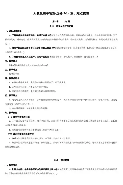 人教版高中物理(选修3-1)