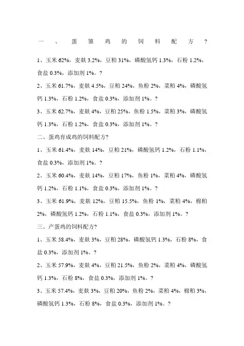鸡饲料配方
