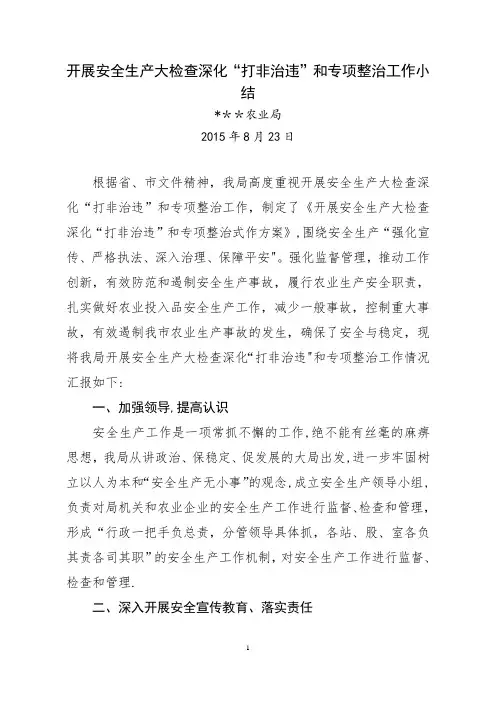 农业安全生产大检查工作总结