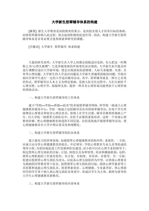 大学新生朋辈辅导体系的构建