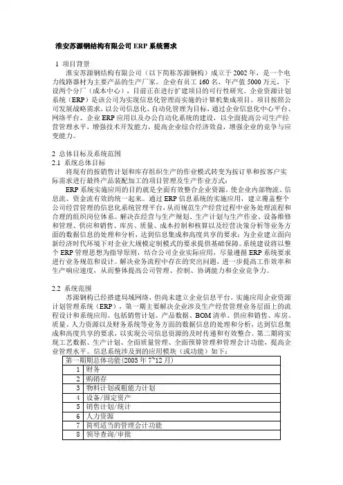 ERP系统需求 2