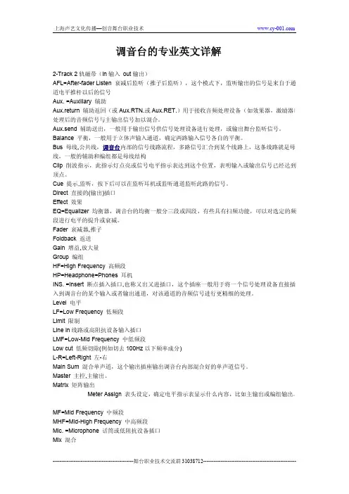 调音台的专业英文详解