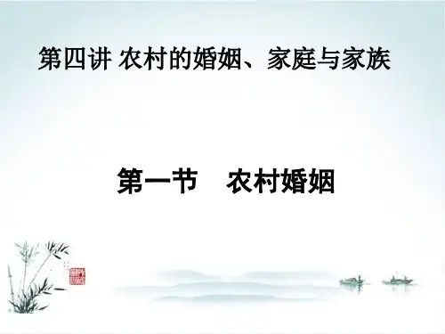 农村社会学第四章农村的婚姻家庭PPT课件