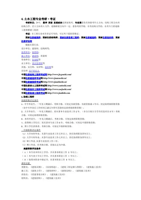 土木建筑工程专业类详细考证条件汇总
