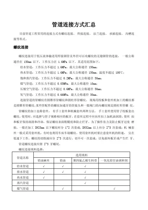 管道连接方式汇总