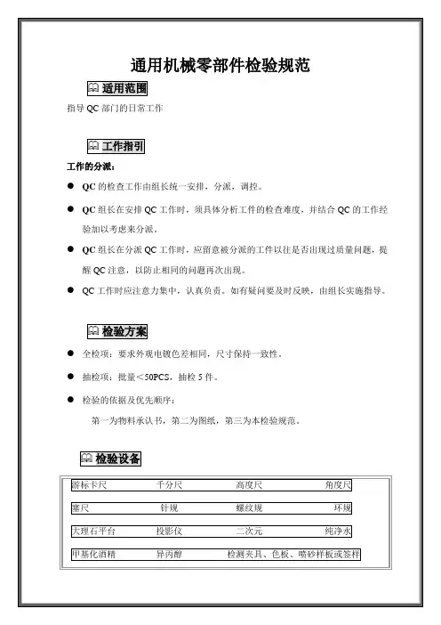 通用机械零部件检验规范
