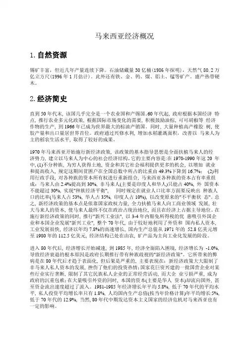 马来西亚经济概况