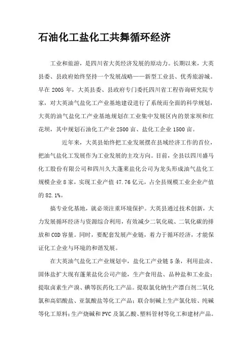 石油化工盐化工共舞循环经济